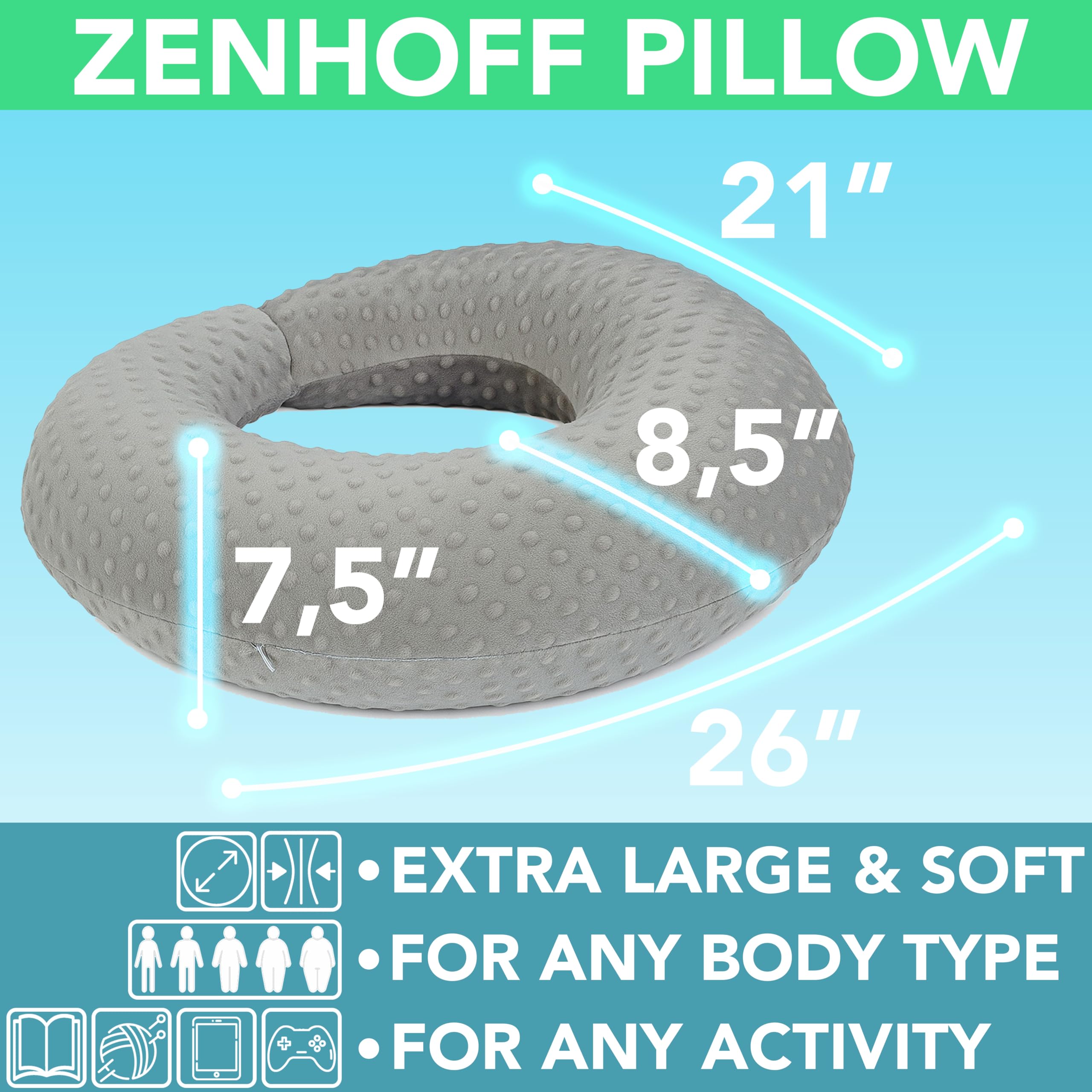 Gaming & Reading Pillow with 1 Cover, Grey