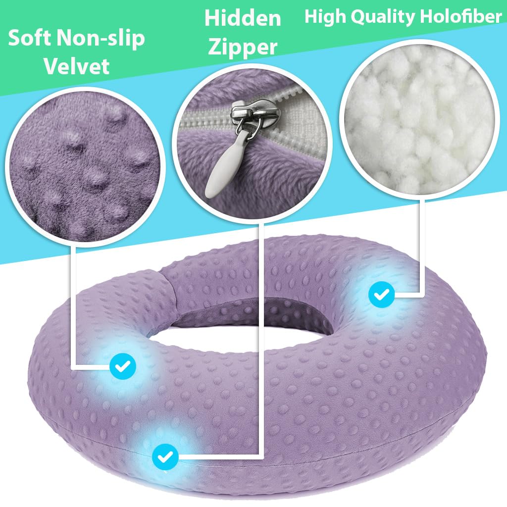Gaming & Reading Pillow with 2 Covers, Purple+Grey