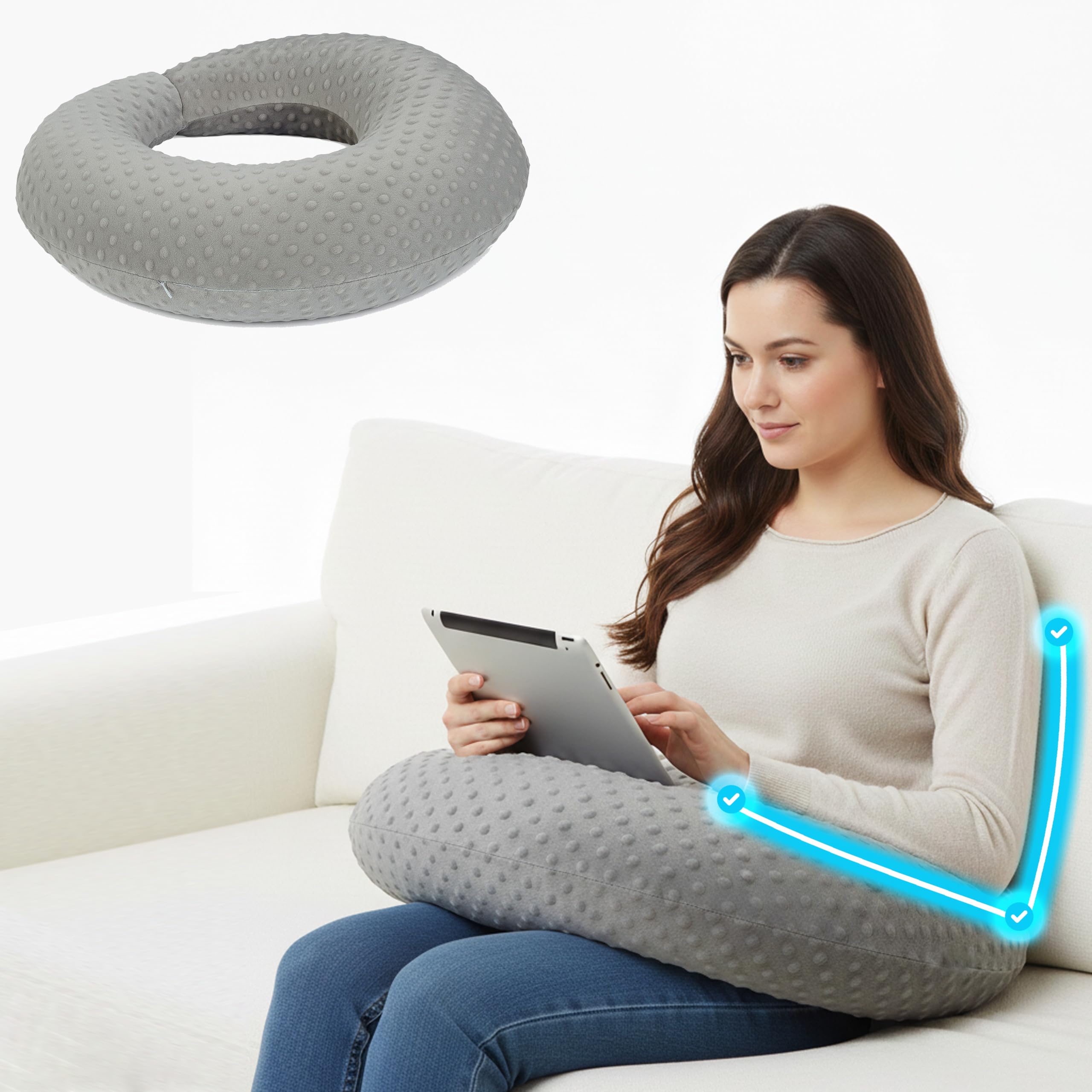Gaming & Reading Pillow with 1 Cover, Grey