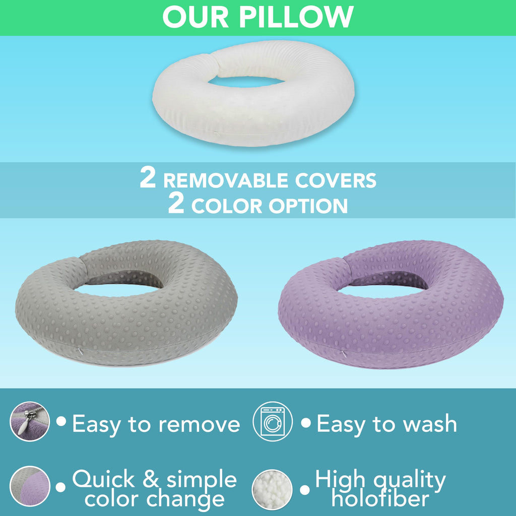 Gaming & Reading Pillow with 2 Covers, Purple+Grey