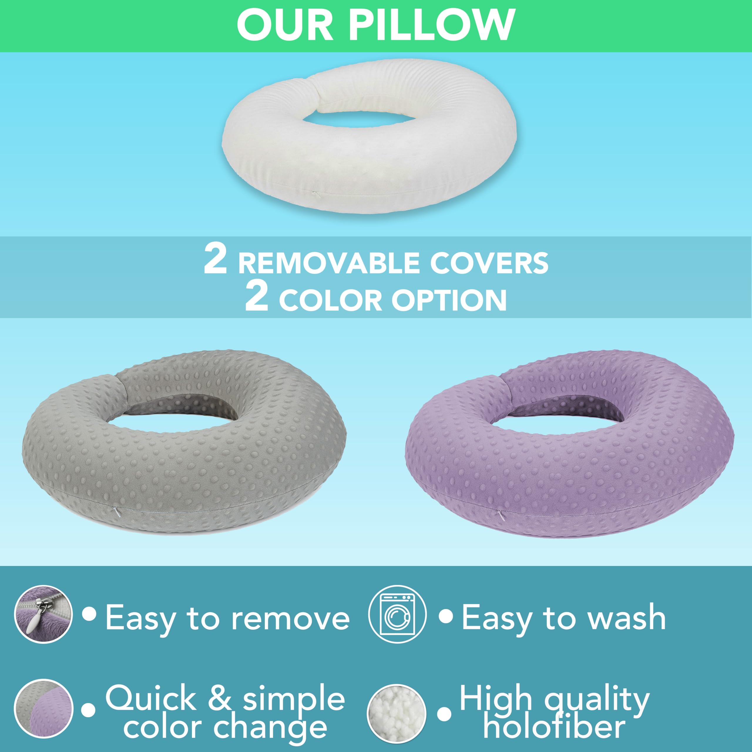 Gaming & Reading Pillow with 2 Covers, Purple+Grey