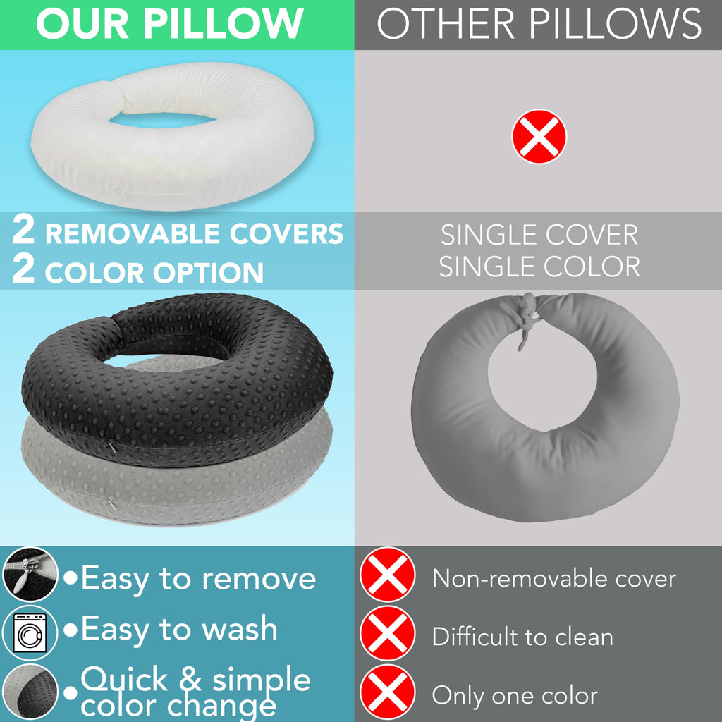 Gaming & Reading Pillow with 2 Covers, Black+Grey